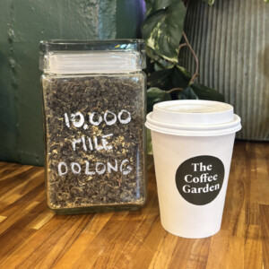 Ten Thousand Mile Oolong premium loose-leaf tea at The Coffee Garden in Uptown Houston.