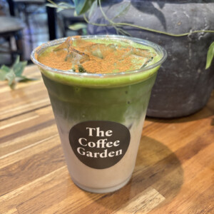 Brown Sugar Cinnamon Matcha at The Coffee Garden in Uptown Houston near the Galleria.