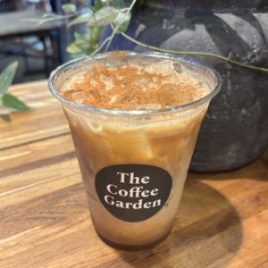 Brown Sugar Cinnamon Shaken Espresso at The Coffee Garden in Uptown Houston.