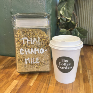 Thai Chamomile premium loose-leaf herbal tea at The Coffee Garden in Uptown Houston.