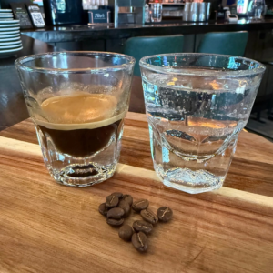 Double Espresso and topo chico Classic coffee shop menu item