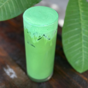 Pandan Matcha Latte in glass