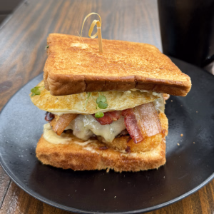 breakfast burger The Coffee Garden Houston Heights